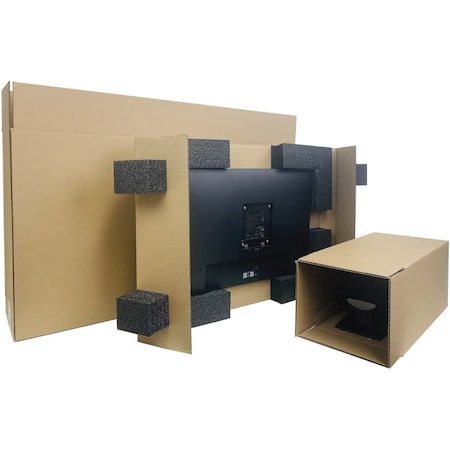 Epe Usa 38 in x 19 in x 8 in Computer Monitor Shipping Box, Kraft, Corrugated / Foam, Double, 275# 30E03131-01